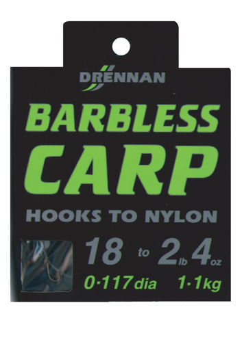 Drennan HOOKS TO NYLON Carp BARBLESS