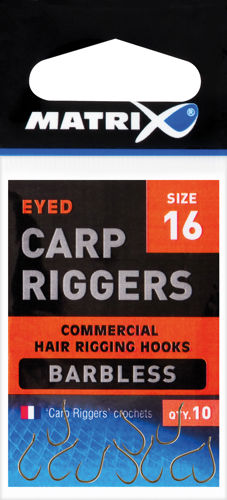 Matrix Carp Rigger BARBLESS Eyed Hooks