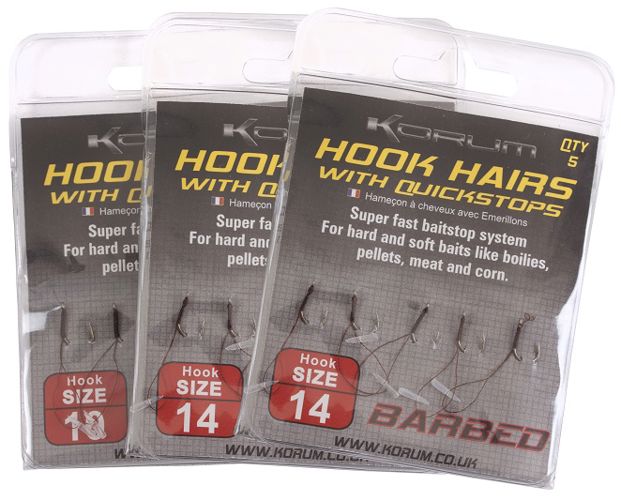 Korum Hook Hairs With Quickstops BARBLESS