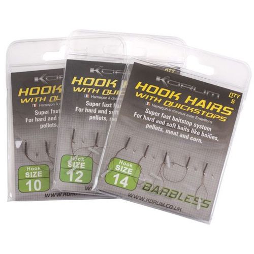 Korum Hook Hairs With Bait Bands Barbless