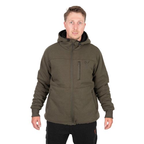 Fox Collection Sherpa Jacket Green And Black