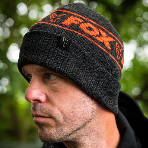 Fox Collection Beanie Hat Black & Orange