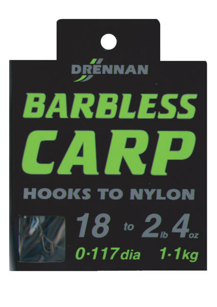 Drennan HOOKS TO NYLON Carp BARBLESS