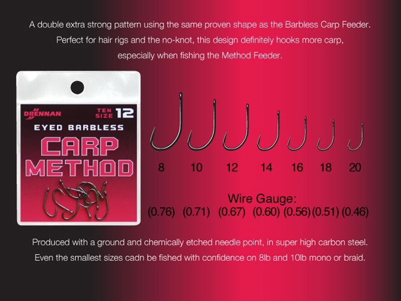 Drennan Carp Method Barbless Eyed Hooks