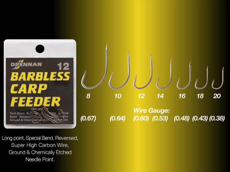 Drennan Carp Feeder Barbless Spade Hooks