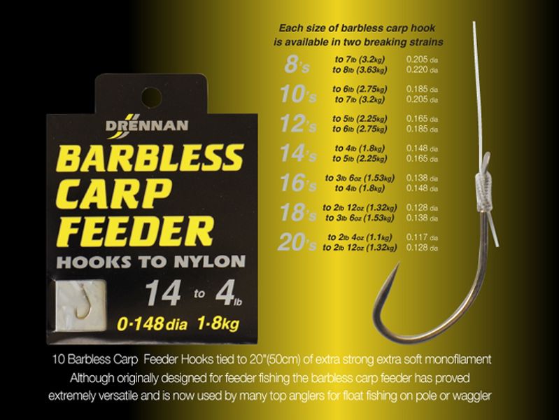 Drennan HOOKS TO NYLON Carp Feeder BARBLESS