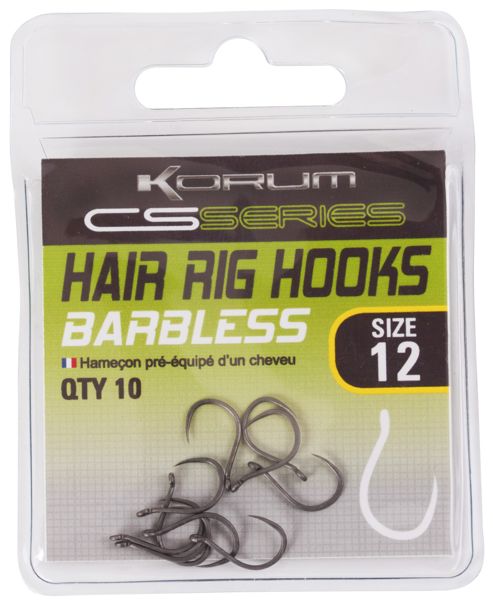 Korum CS Hair Rig Barbless Eyed Hooks