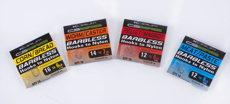 Korum CS Hooks To Nylon Worm/Caster BARBLESS