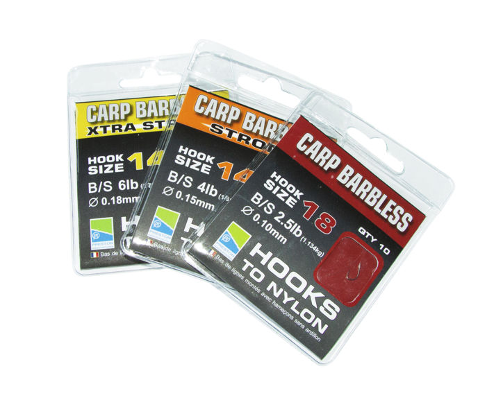 Preston Innovations Carp Barbless Hooks To Nylon