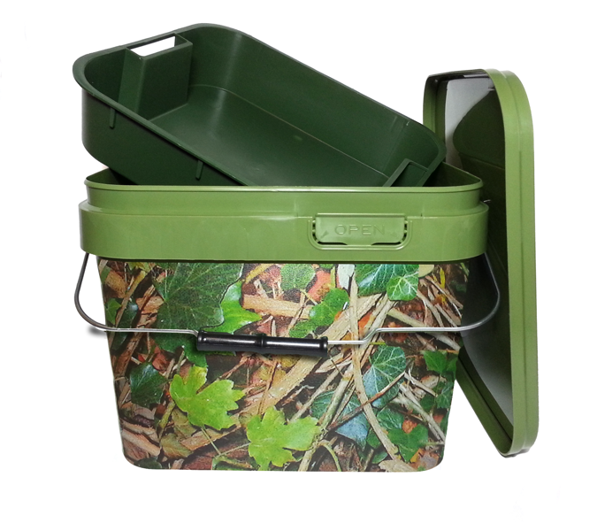 Camo Square 10 Litre Bucket With Tray