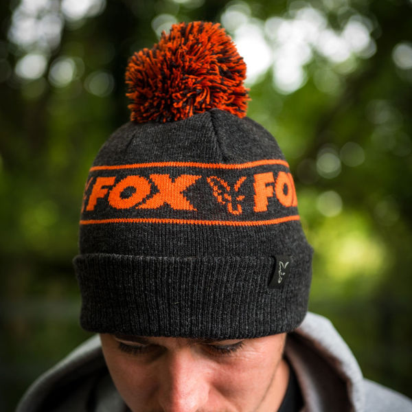 Fox Collection Black & Orange Bobble Hat