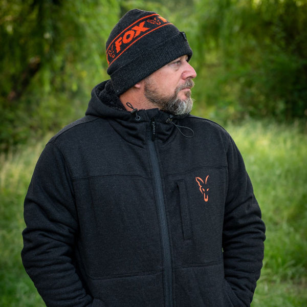 Fox Collection Sherpa Jacket Black And Orange