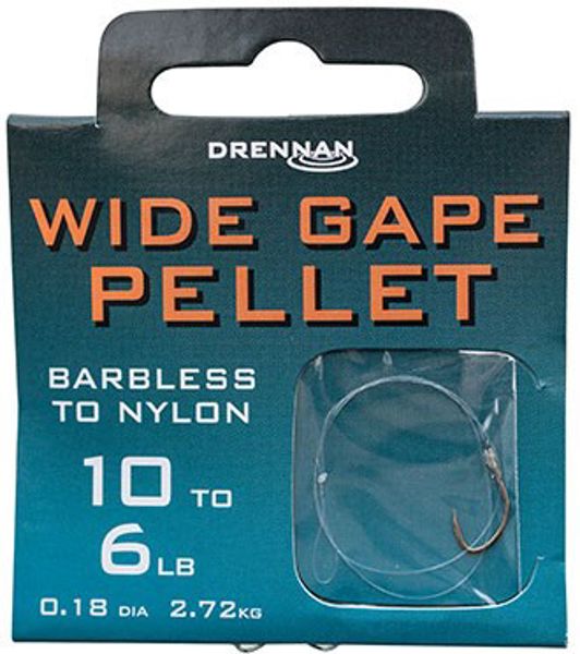 Drennan Hooks To Nylon Barbless Wide Gape Pellet