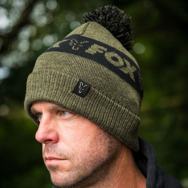 Fox Collection Green & Black Bobble Hat