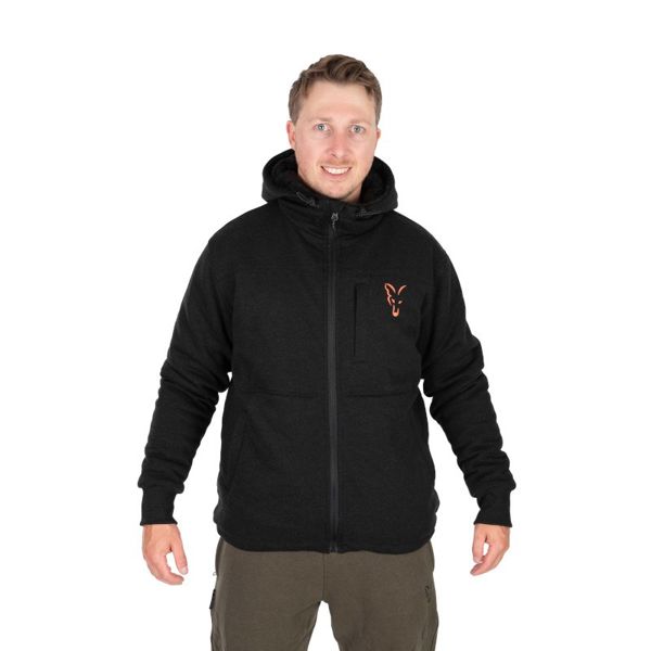 Fox Collection Sherpa Jacket Black And Orange