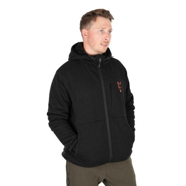 Fox Collection Sherpa Jacket Black And Orange