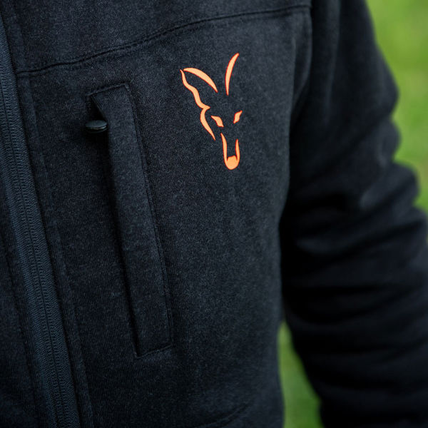 Fox Collection Sherpa Jacket Black And Orange