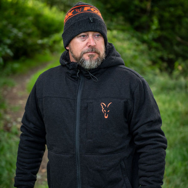 Fox Collection Sherpa Jacket Black And Orange