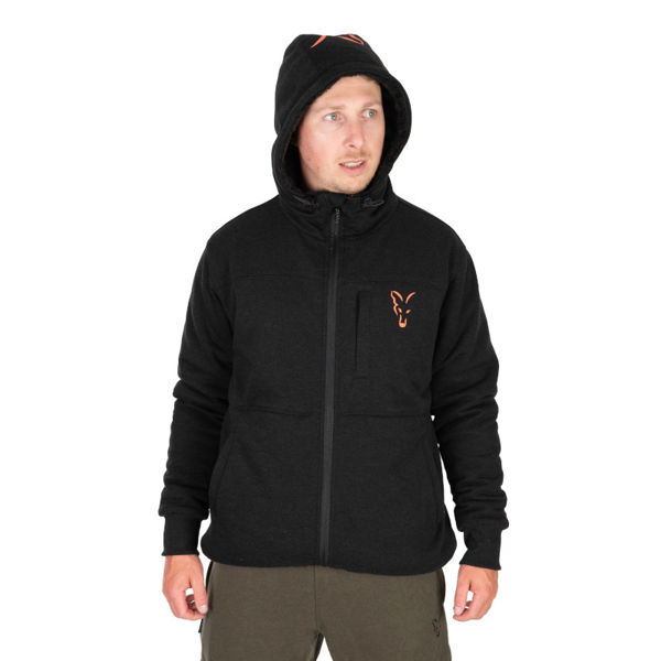 Fox Collection Sherpa Jacket Black And Orange