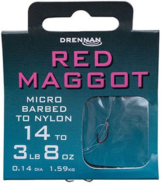 Drennan Hooks To Nylon Barbed Red Maggot