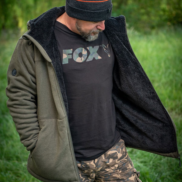 Fox Collection Sherpa Jacket Green And Black