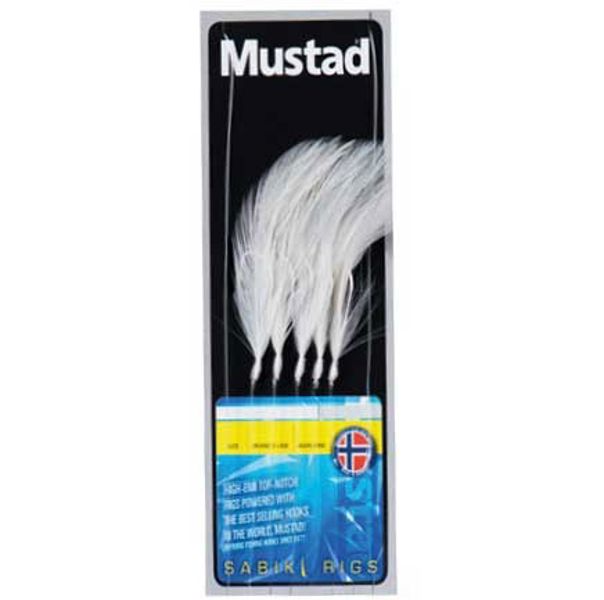 Mustad 5 Hook White Feathers Rig