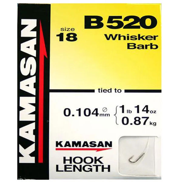 Kamasan Hooks To Nylon B520 Whisker Barbed